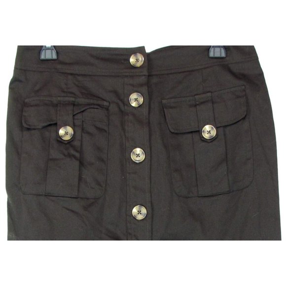 SALE!  Buttons Cargo Brown Pencil Knee Skirt - Picture 3 of 3